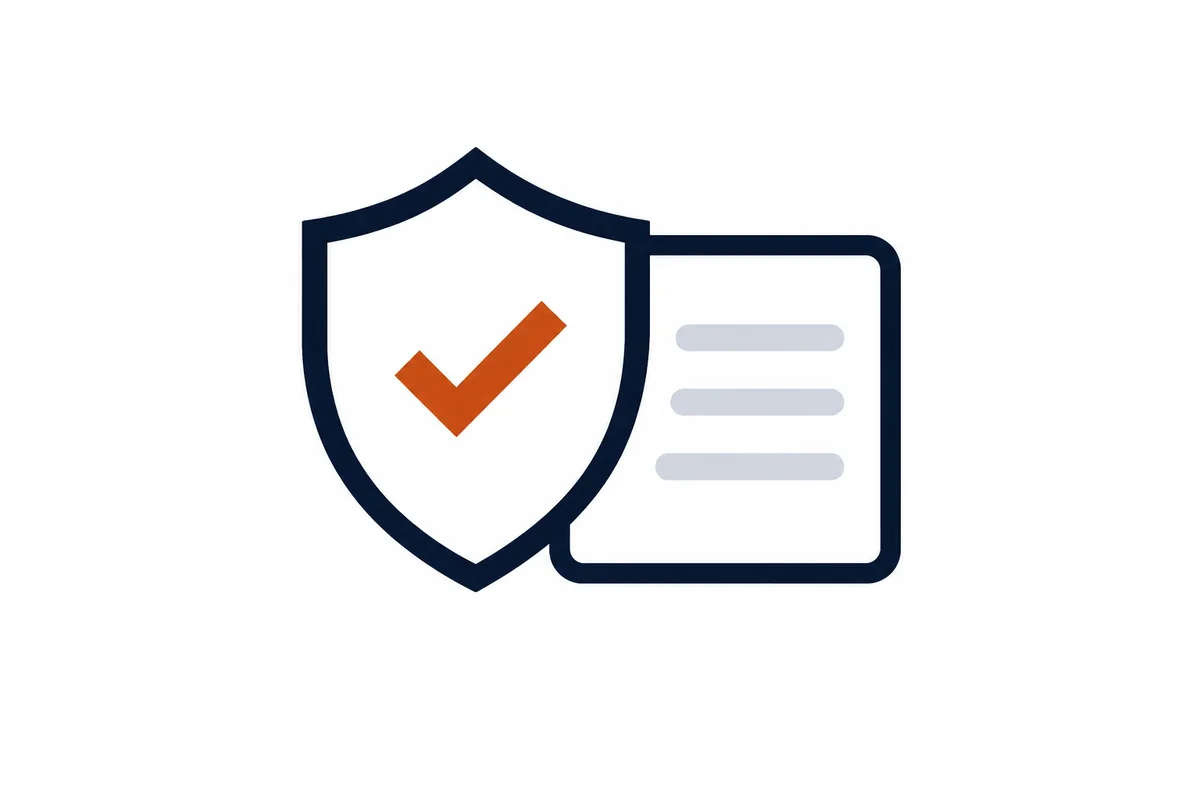 A shield with a check mark overlapping an insurance document